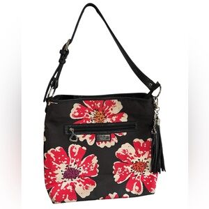 Gigi Hill Large Los Angeles Bag Purse Black Red Floral